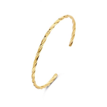 Jonc ouvert fate - 8 diamants - Bracelet en argent 925