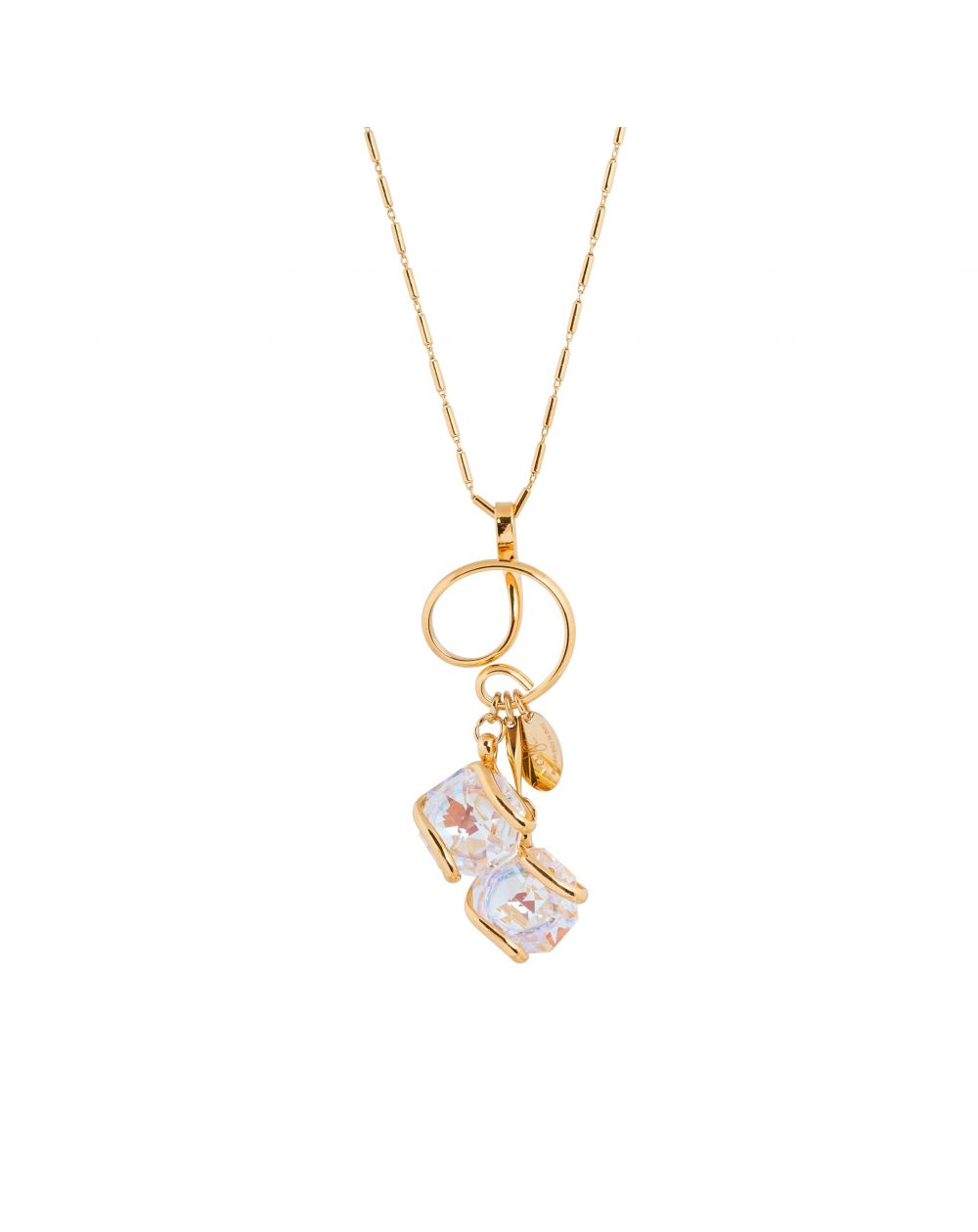oval Swarovski mint crystal necklace