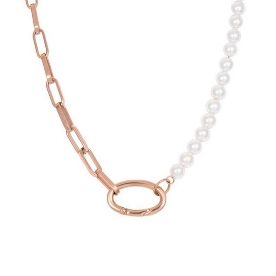 Collier iXXXi Square Chain perle rosé | Collier de la marque iXXXi
