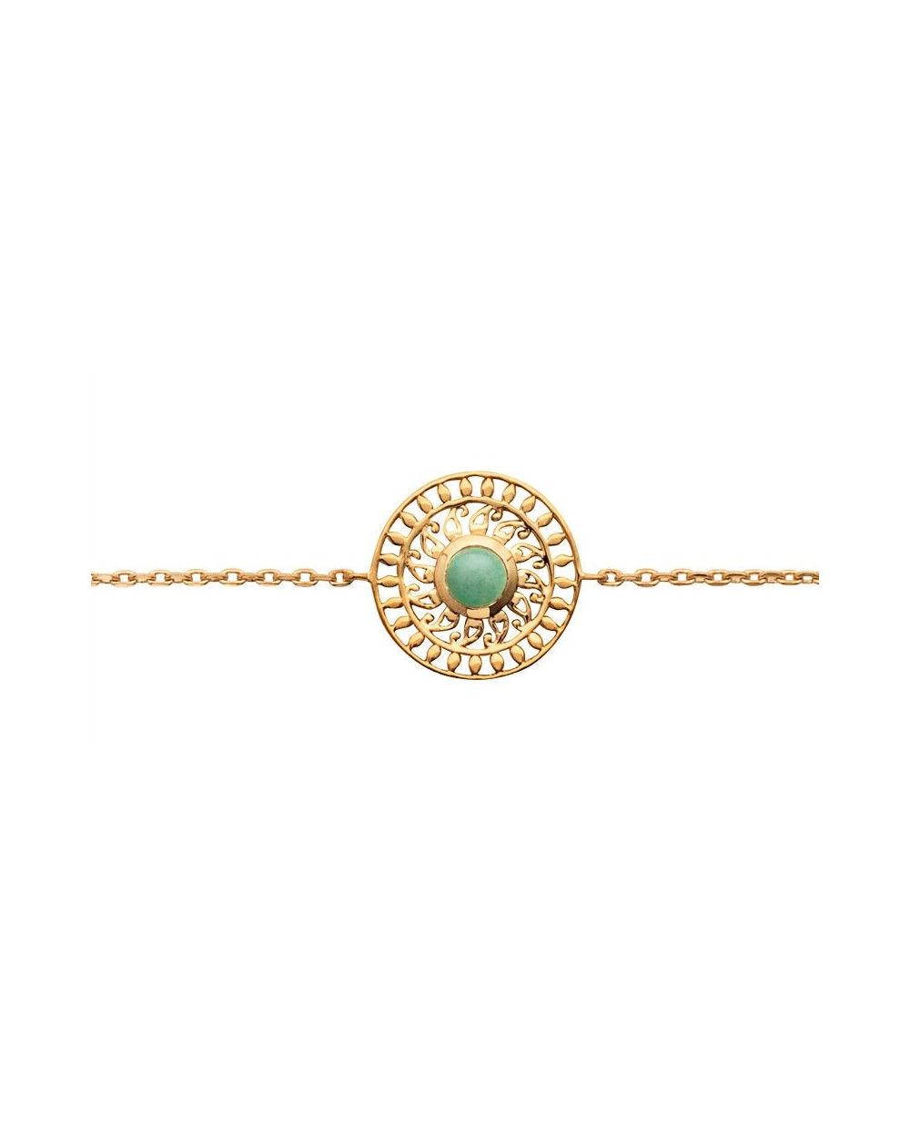 Bracelet pl-or 750 3mic aventurine