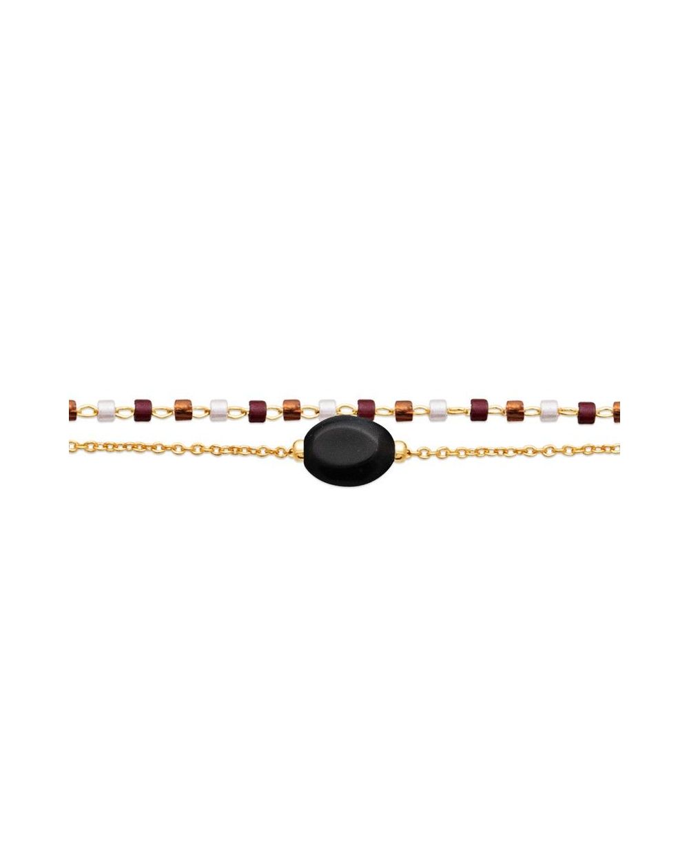 Bracelet pl-or 750 3mic obsidienne noire