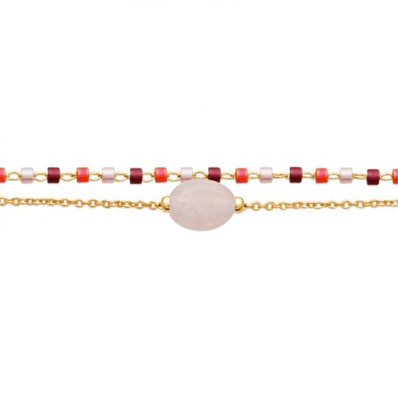Bracelet pl-or 750 3mic quartz rose