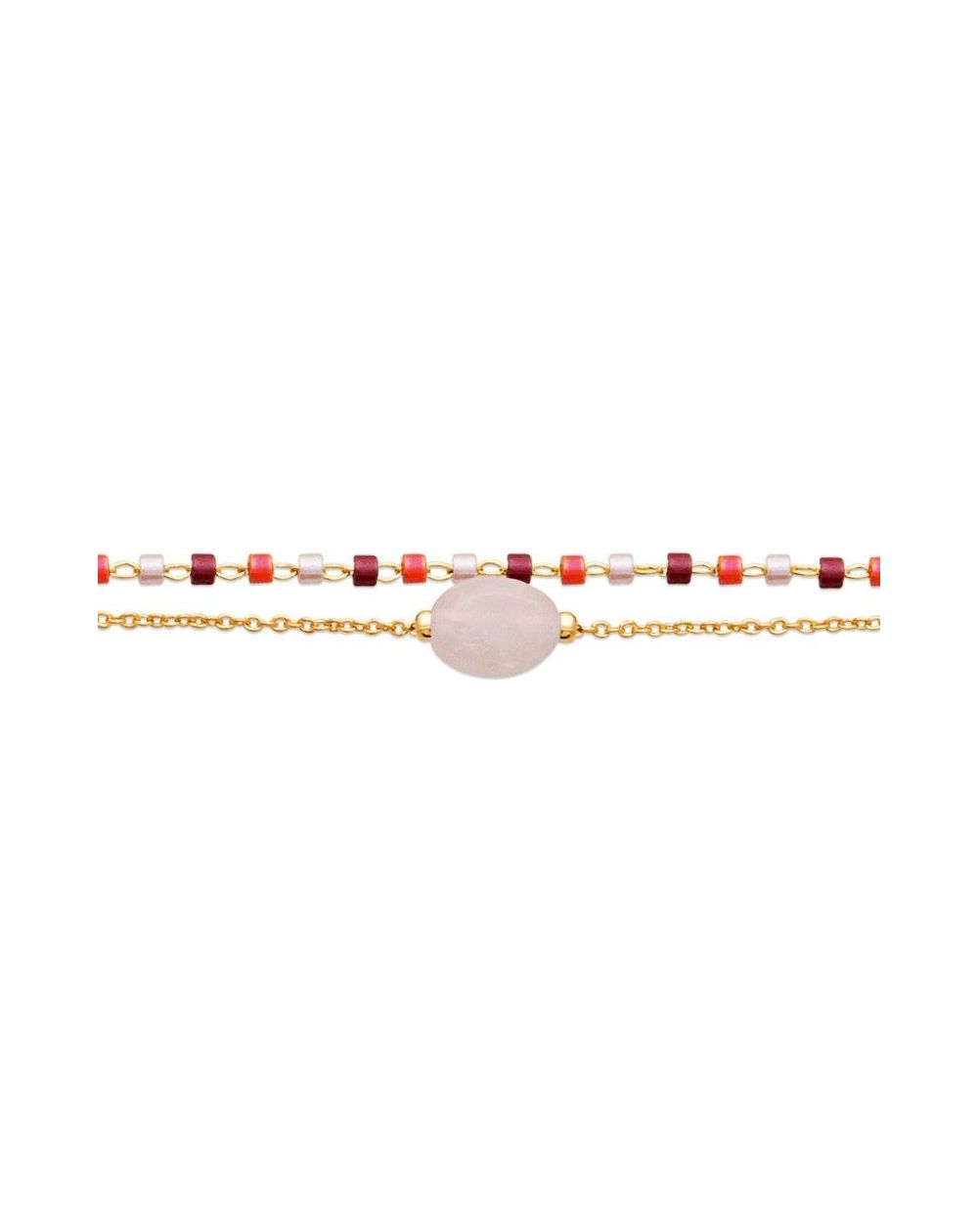 Bracelet pl-or 750 3mic quartz rose