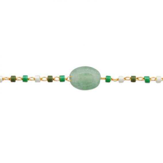 Bracelet pl-or 750 3mic quartzite vert