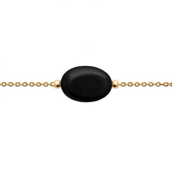 Bracelet pl-or 750 3mic obsidienne noire
