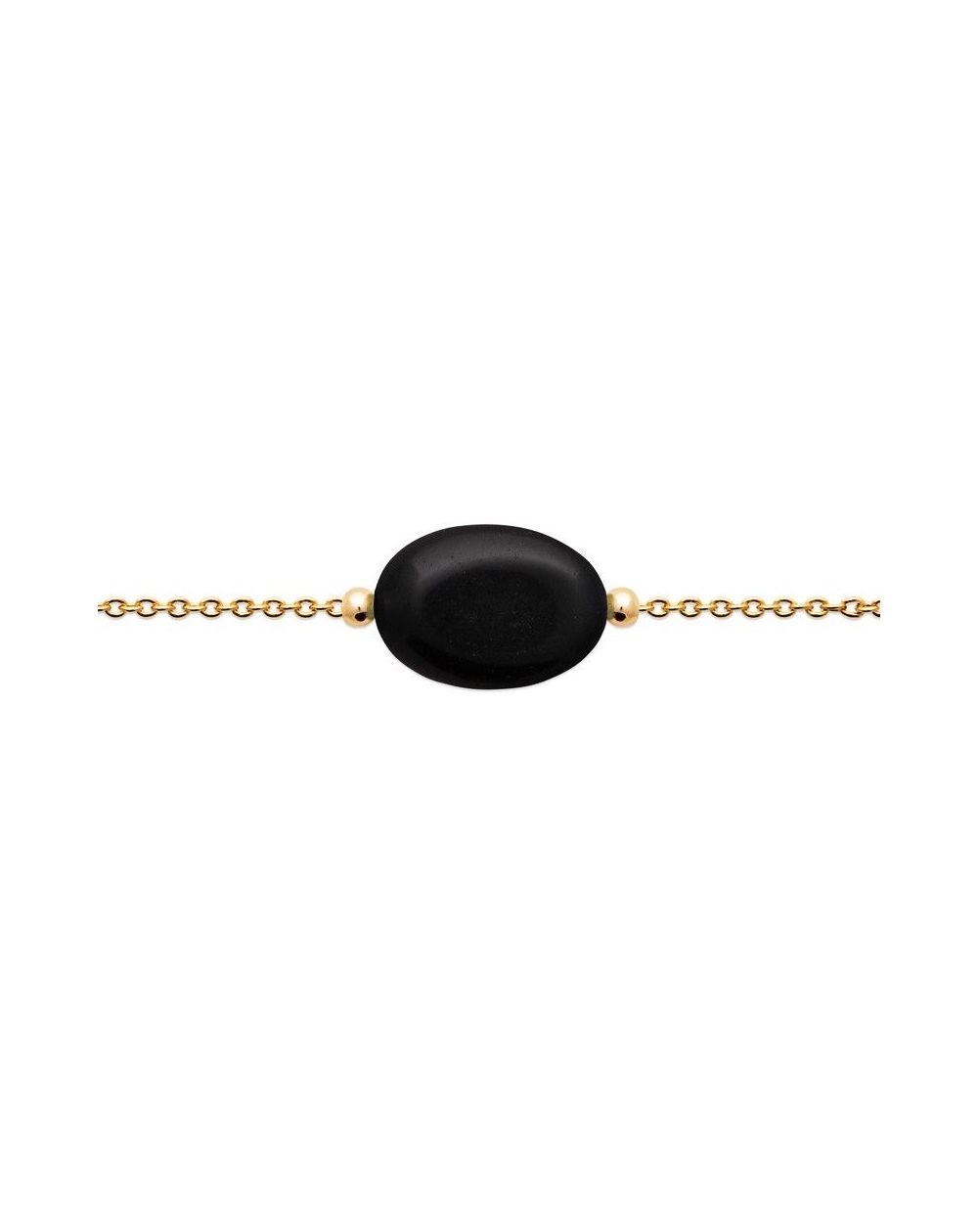 Bracelet pl-or 750 3mic obsidienne noire