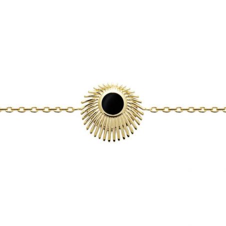 Bracelet pl-or 750 3mic agate noire