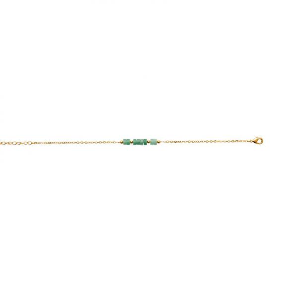 Bracelet pl-or 750 3mic quartzite vert