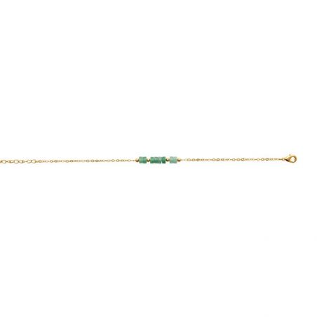 Bracelet pl-or 750 3mic quartzite vert