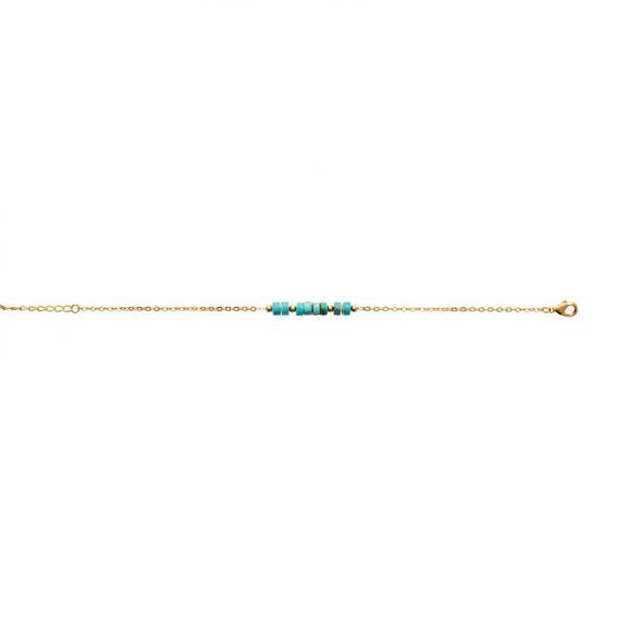Bracelet pl-or 750 3mic jaspe bleu traite