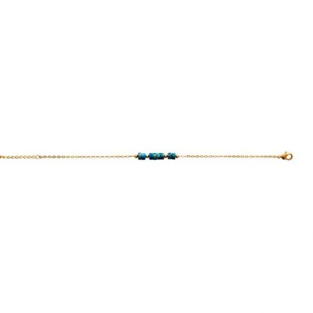 Bracelet pl-or 750 3mic jaspe bleu traite