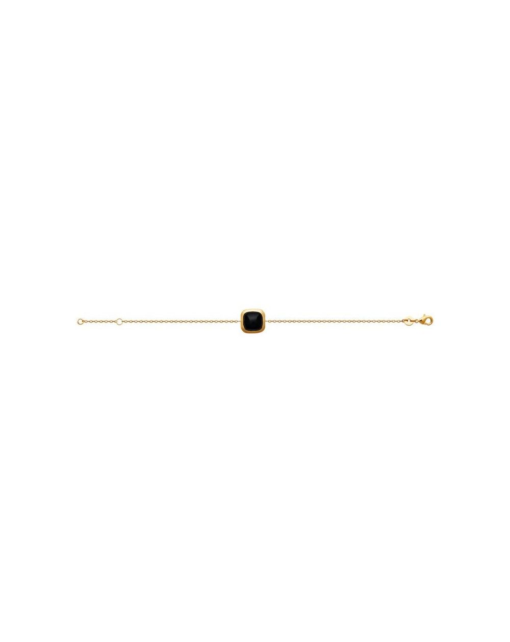 Bracelet pl-or 750 3mic agate noire