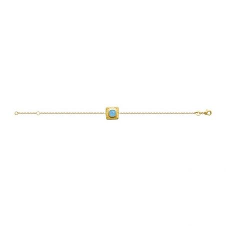 Bracelet pl-or 750 3mic agate bleue