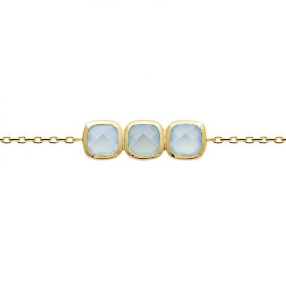 Bracelet pl-or 750 3mic agate bleue
