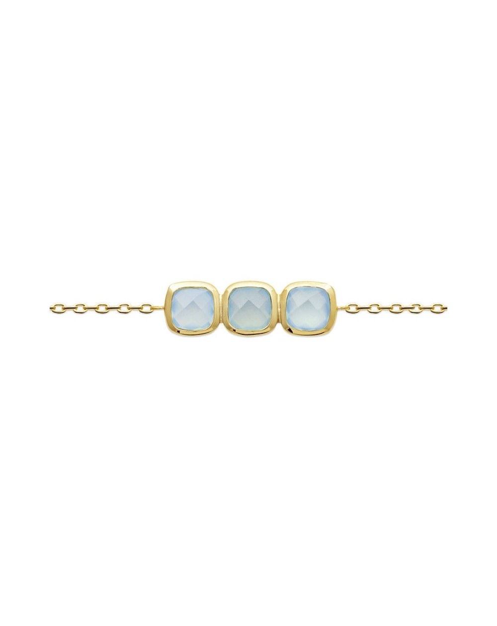 Bracelet pl-or 750 3mic agate bleue