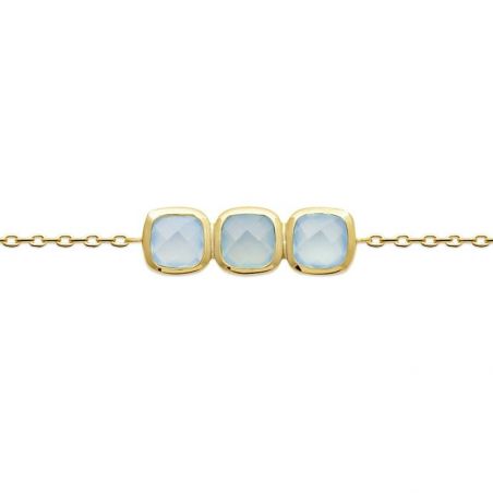 Bracelet pl-or 750 3mic agate bleue