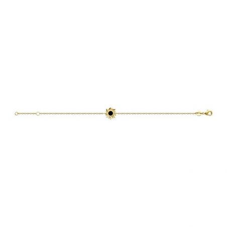 Bracelet pl-or 750 3mic agate noire