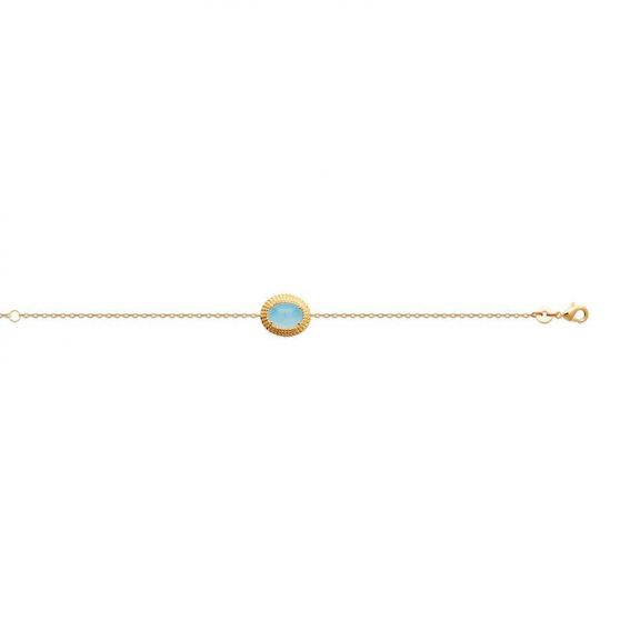 Bracelet pl-or 750 3mic agate bleue
