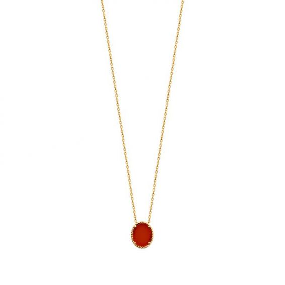 Collier pl-or 750 3mic agate rouge