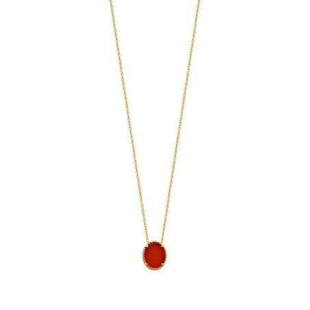 Collier pl-or 750 3mic agate rouge