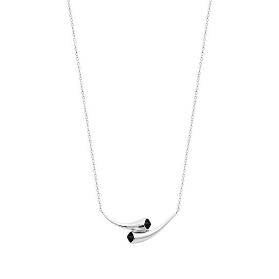 Collier argent 925 rhodie agate noire