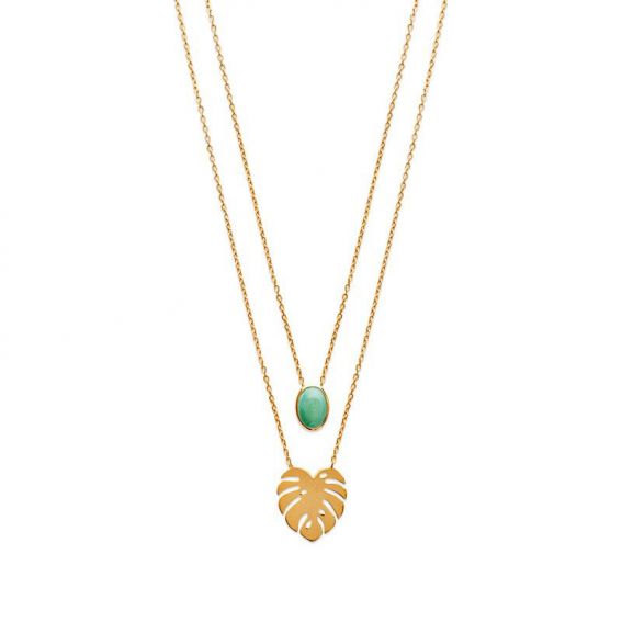 Collier pl-or 750 3mic aventurine