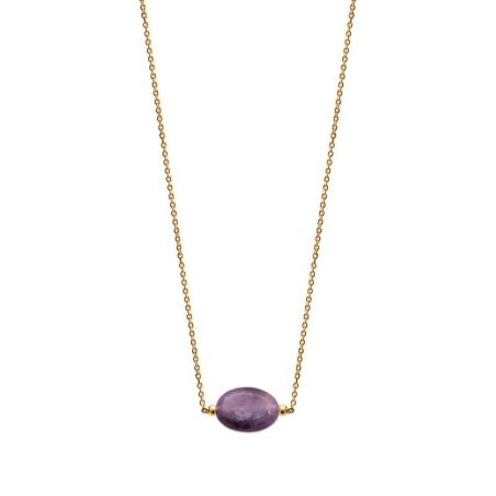 Collier pl-or 750 3mic amethyste