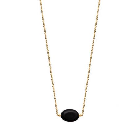 Collier pl-or 750 3mic obsidienne noire
