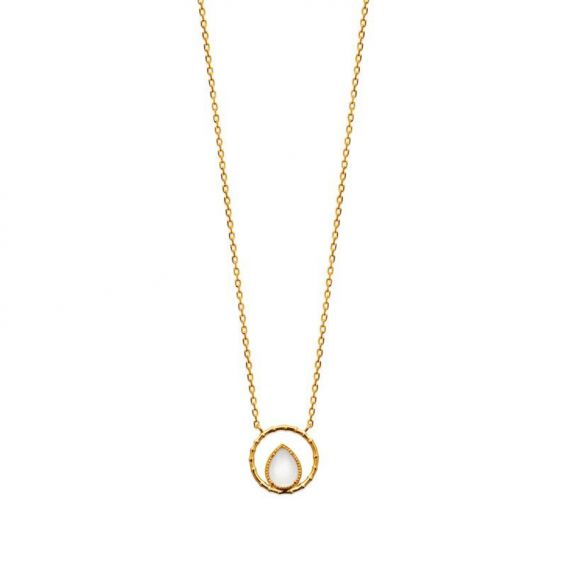 Collier pl-or 750 3mic pierre de lune