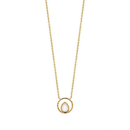 Collier pl-or 750 3mic pierre de lune
