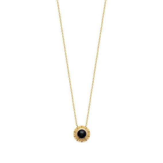 Collier pl-or 750 3mic agate noire