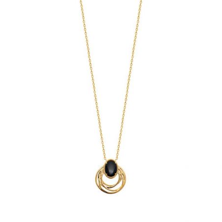 Collier pl-or 750 3mic agate noire
