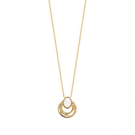 Collier pl-or 750 3mic pierre de lune