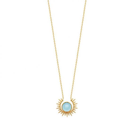 Collier pl-or 750 3mic agate bleue