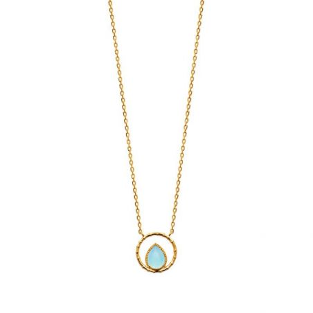 Collier pl-or 750 3mic agate bleue