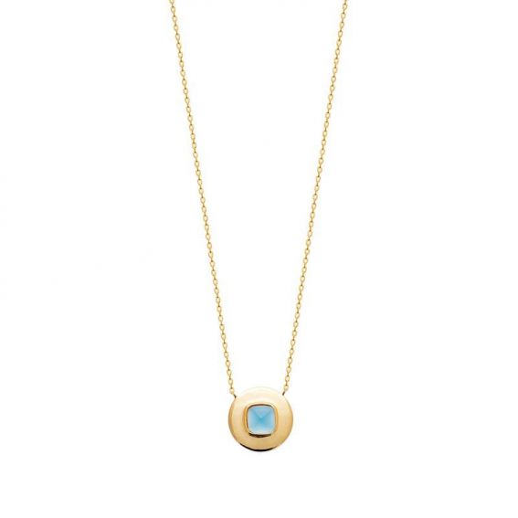 Collier pl-or 750 3mic agate bleue
