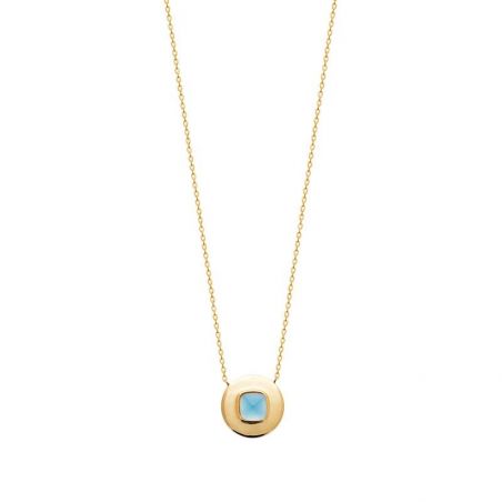 Collier pl-or 750 3mic agate bleue
