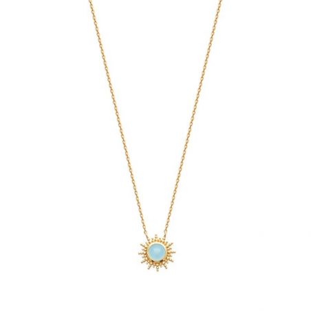 Collier pl-or 750 3mic agate bleue