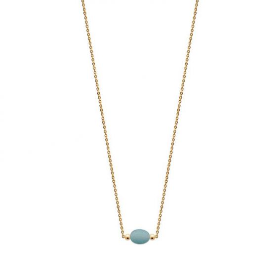 Collier pl-or 750 3mic amazonite