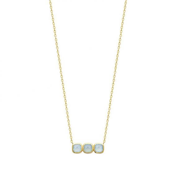 Collier pl-or 750 3mic agate bleue