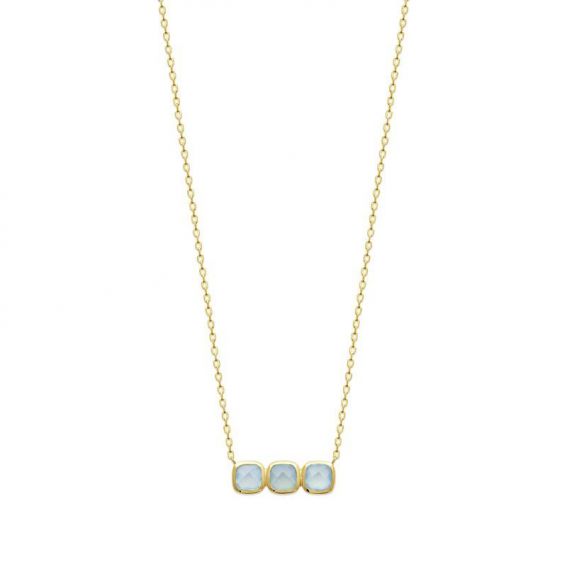 Collier pl-or 750 3mic agate bleue