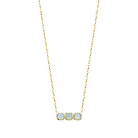 Collier pl-or 750 3mic agate bleue