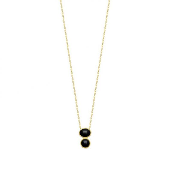 Collier pl-or 750 3mic agate noire