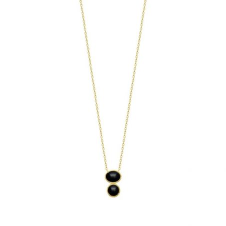 Collier pl-or 750 3mic agate noire