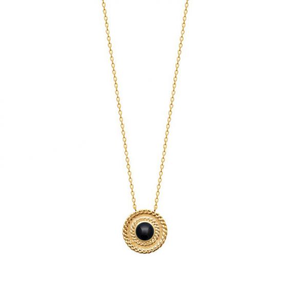 Collier pl-or 750 3mic agate noire
