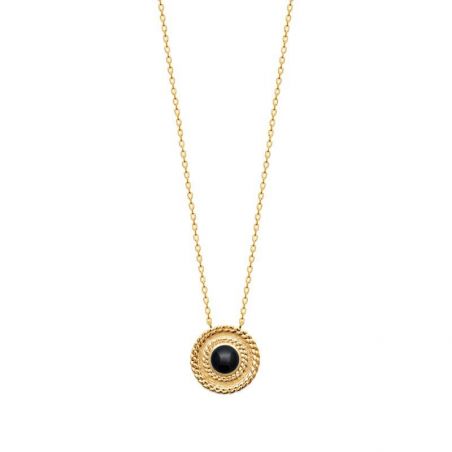 Collier pl-or 750 3mic agate noire