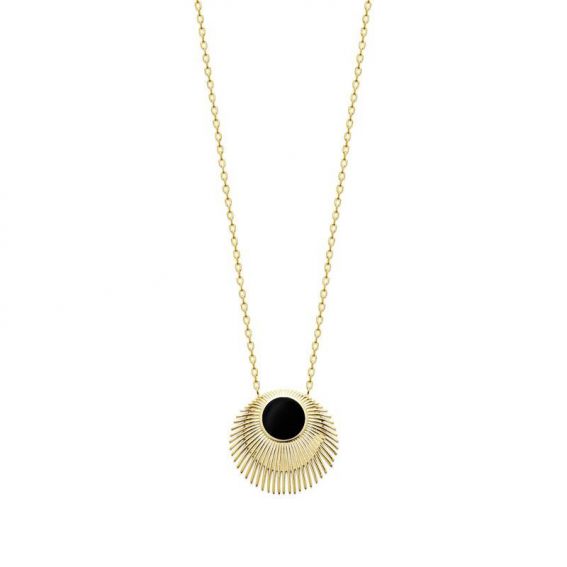 Collier pl-or 750 3mic agate noire