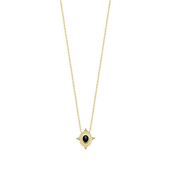 Collier pl-or 750 3mic agate noire