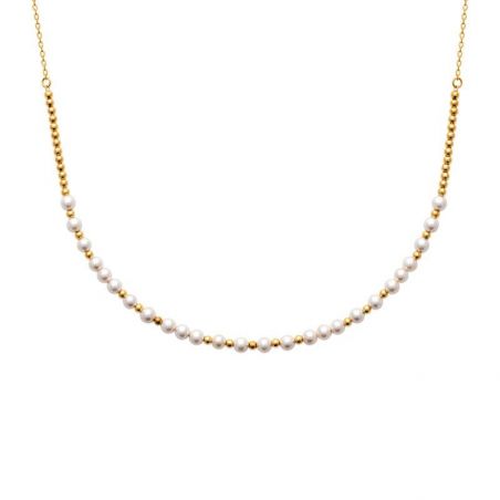 Collier pl-or 750 3mic perles imit
