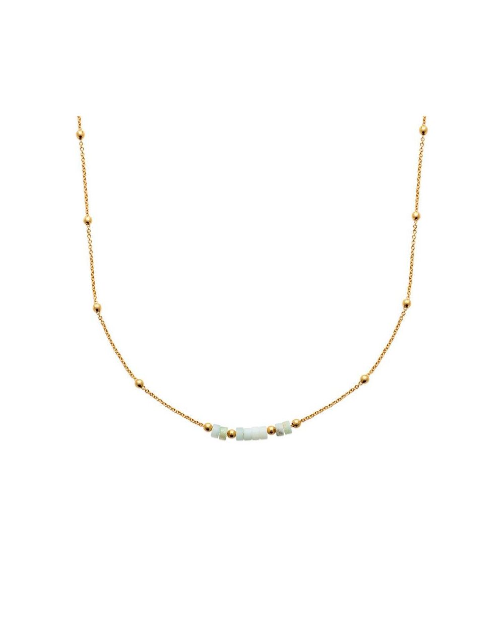 Collier pl-or 750 3mic amazonite